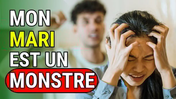 femme paniquée face à la violence de son mari