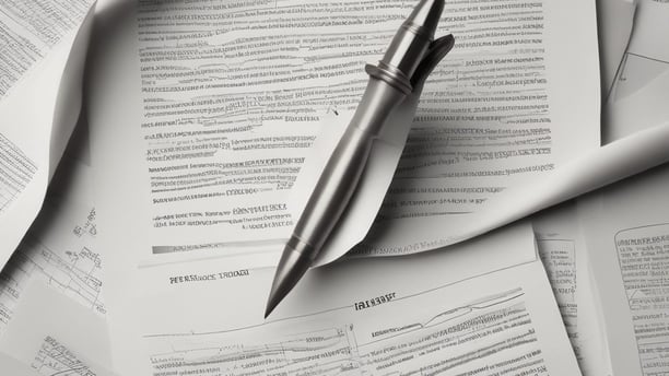 A stack of documents on a dark surface, with the top page clearly labeled 'Last Will and Testament' in bold letters. The documents appear to be legal papers, suggesting importance and formality.