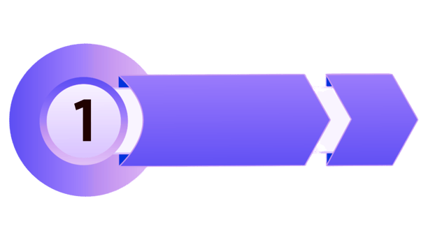 a blue and white arrow pointing to the left