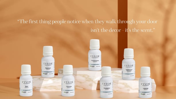 a group of bottles of essential oils and a bottle of eyvor essential oil brandoils