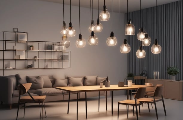 An antique shop filled with vintage furniture and decor. Leather sofas and ornate wooden tables dominate the space. The ceiling hosts a series of small pendant lights. The room is accessorized with different decorative items, including mirrors, artwork, and sculptures.