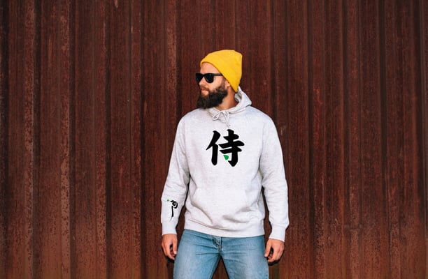 Hoodies blanc broder en calligraphie Japonaise 