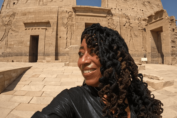 Davida Roze at Philae Temple of Isis in Aswan Egypt