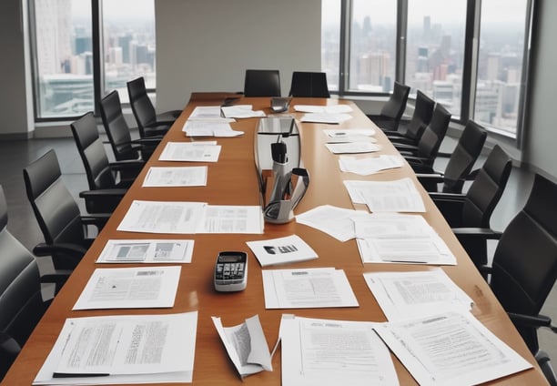 Documents are laid out on a surface, with the largest sheet displaying the text 'Petition to File for Bankruptcy'. Several forms and paperwork are visible underneath, suggesting a formal or legal context.