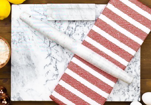 Marble Pastry Board and French Rolling Pin Set – 16” x 12” Chilling Slab + 16” Rolling Pin – Non-Slip Feet – Ideal for Baking
