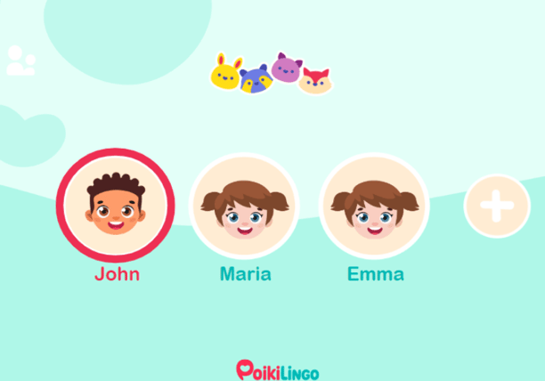 Poikilingo Kids language app: up to 4 kids can play