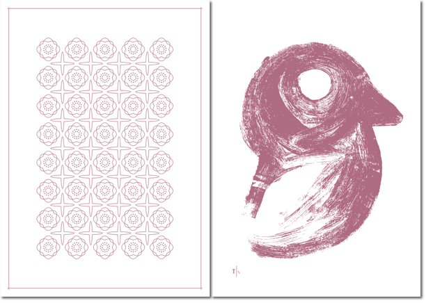 Blumenwiese und Vogel in Rosa aus der Edition Zero.