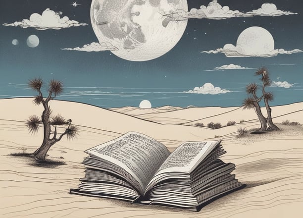 A collection of books and magazines is displayed, each with unique cover art and typography. Some covers feature historical illustrations, while others show text in various languages. The image is in black and white, enhancing the vintage and classic appearance of the publications.
