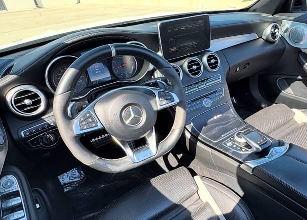 Mercedes C63s AMG interior with leather seats and digital dash
