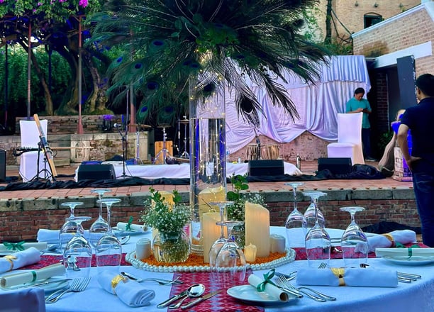 wedding reception setup in Patan Durbar Square