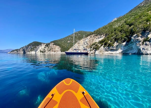 paddle boarding near Kefalonia in the Ionian Greek islands