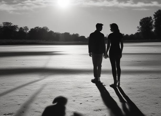 a man and a woman looking at the camera