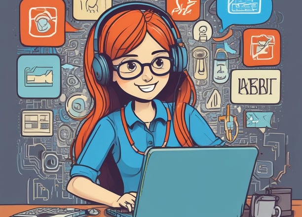 A person wearing a white mask is interacting with a network server, handling blue cables. The setup is illuminated with blue lights, suggesting a technological environment.