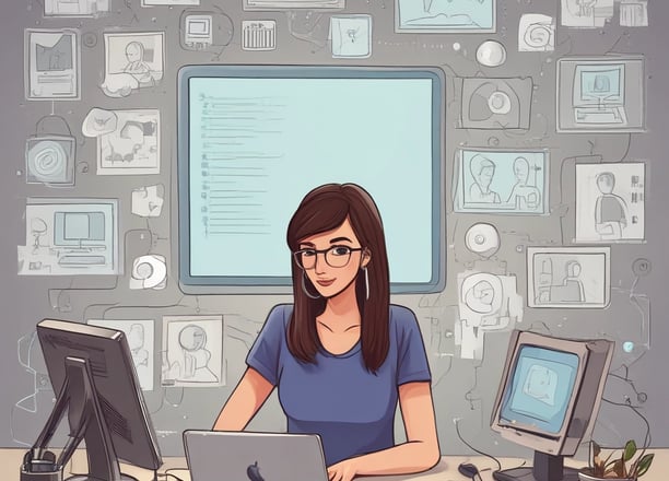 femlme qui travaille sur facebook insta et linkedin screen