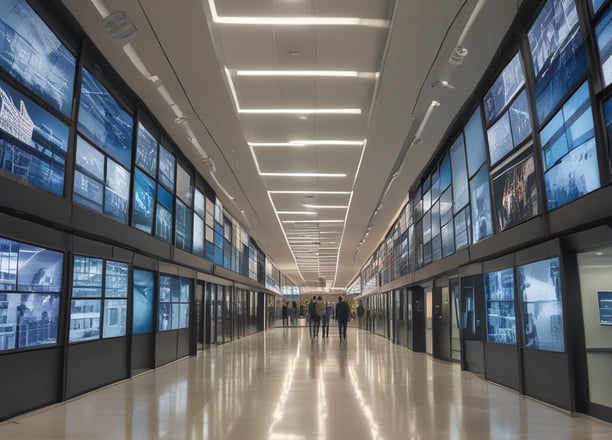A building with a blue roof and a sign that reads 'Centre for Strategic and Sustainable Infrastructure' is situated behind a neatly maintained lawn. In front of the building are several large potted plants and a tree stump on the grass. The foreground features a row of small, green bushes along a paved pathway. Tree branches partially frame the image from above.