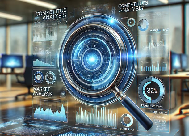 Interfaz holográfica mostrando un análisis de datos y diagnóstico de mercado para e-commerce