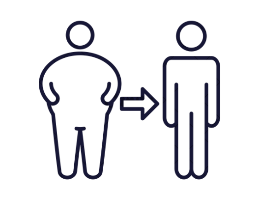 An illustration of a man's fat loss body shape before and after