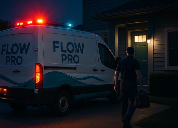 Technicien Flow Pro effectuant l’entretien préventif d’un drain résidentiel à Montréal