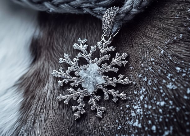 Médaillon pour chien incrusté de quartz neige