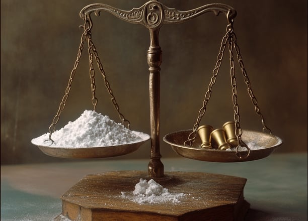 Bicarbonate de soude sur balance