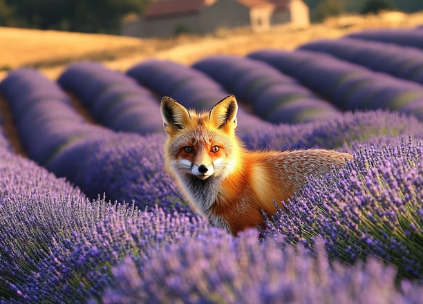 Renard dans lavandin