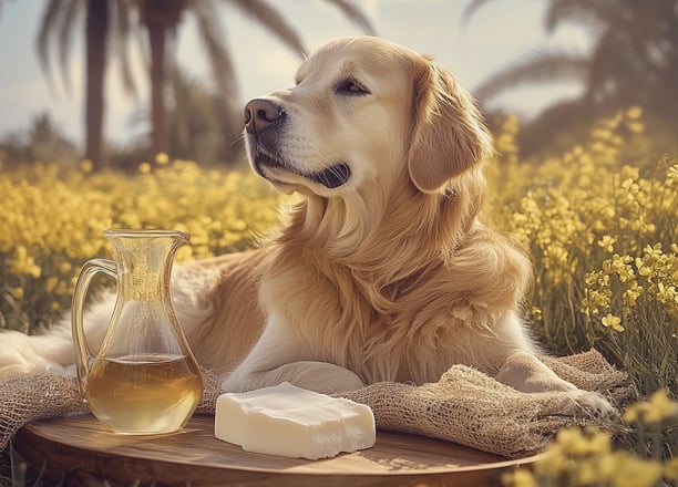 Golden retriever pres de l'alcool cetostearylique
