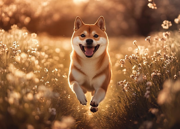 Shiba inu dans champs