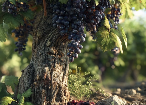 Grappes de raisin et pépins