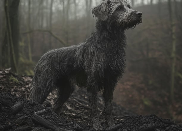 Grand Griffon Vendéen dans charbon