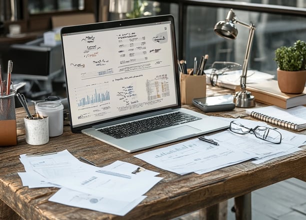 Marketing table with laptop