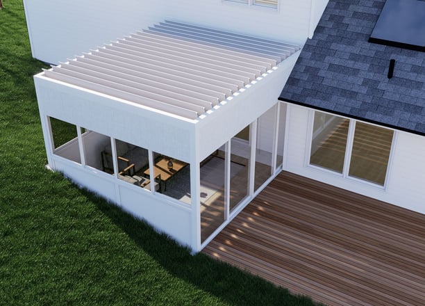 aluminum pergola with glass sides
