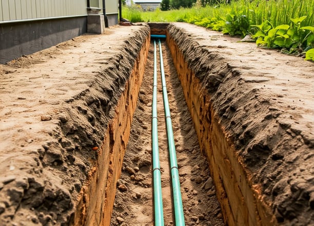 Underground utility lines laying in a trench