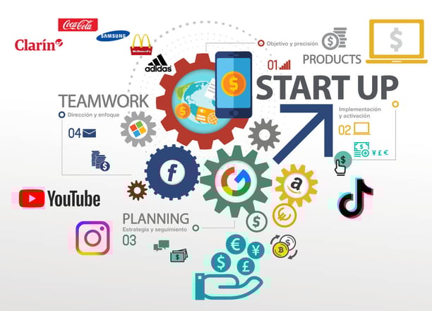 Diseñadora trabajando en branding y redes sociales desde una computadora