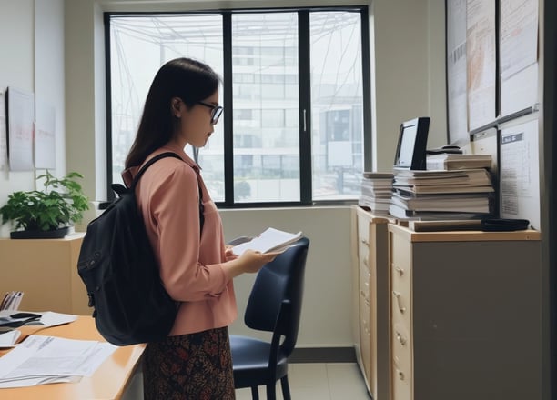 woman placing sticky notes on wall