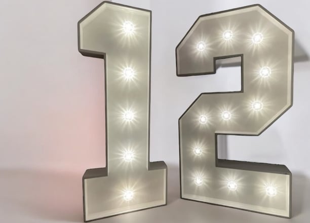 4ft LED light up number hire sussex , kent