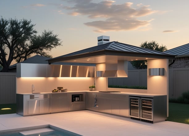 a pool with a grill and a grill in the background