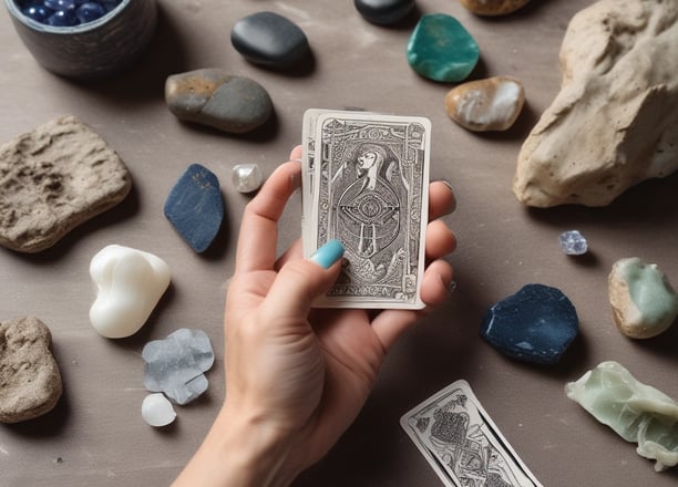 Una colección de coloridas cartas del tarot se extiende sobre una superficie de madera, con intrinca