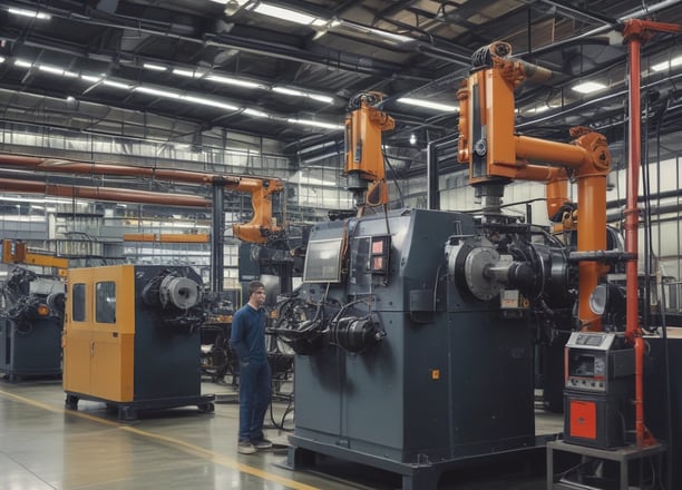 a warehouse filled with lots of black plastic containers