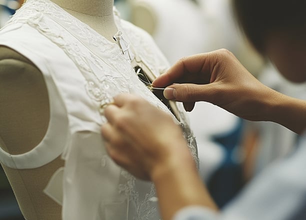 a woman is working on a dress - like dress