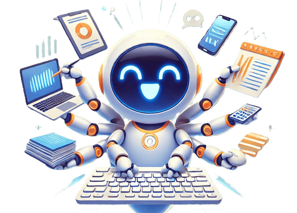 Eleone RPA Robot happily multitasking, streamlining digital and automation tasks