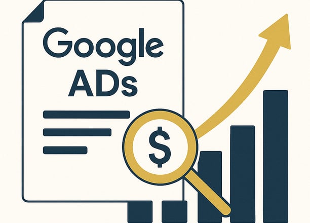a magnifying image of a google adwordss ad