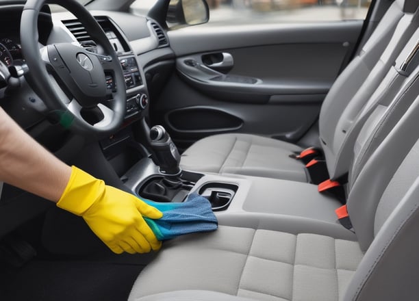 a person washing a car with a sponge