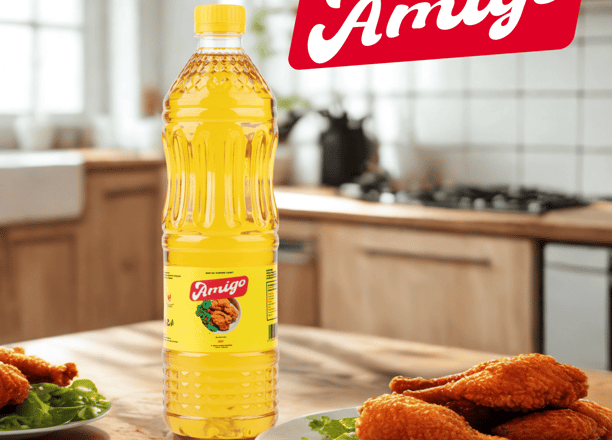 Minyak goreng Amigo 1 liter, minyak goreng jernih dengan harga terjangkau untuk masakan sehari-hari.