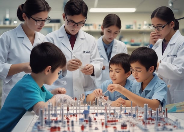 A close-up view of a typography artwork featuring the word 'science' in a stylized, script-like black font against a white background. Below it, there is a quote about science written in a smaller, sans-serif font. Above the main word, there is another sentence printed upside-down.