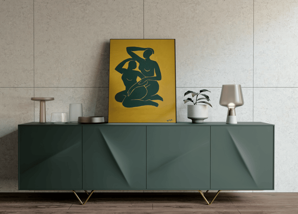 a painting of two women