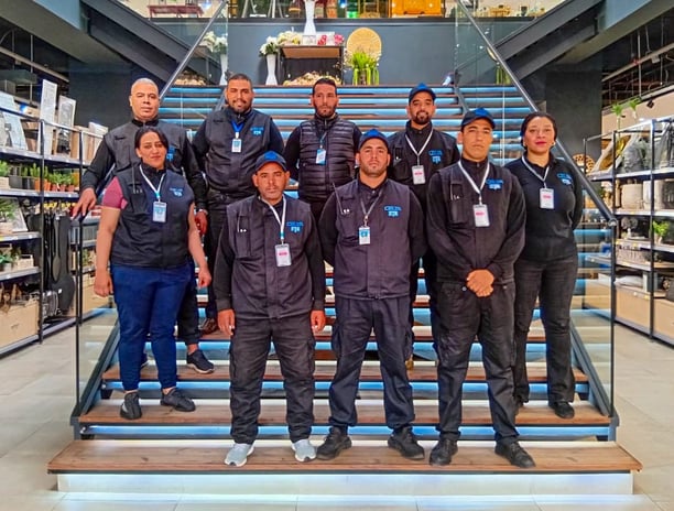 Agents de sécurité en uniforme surveillant un magasin dans un centre commercial à Casablanca