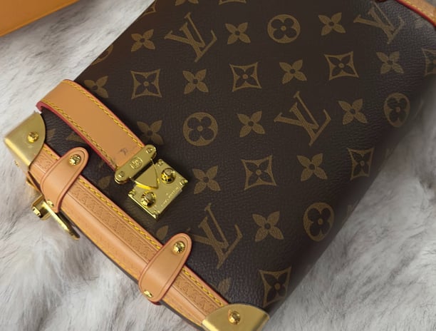 LV bolsa Side Trunk monogram, piel, refuerzos mey u