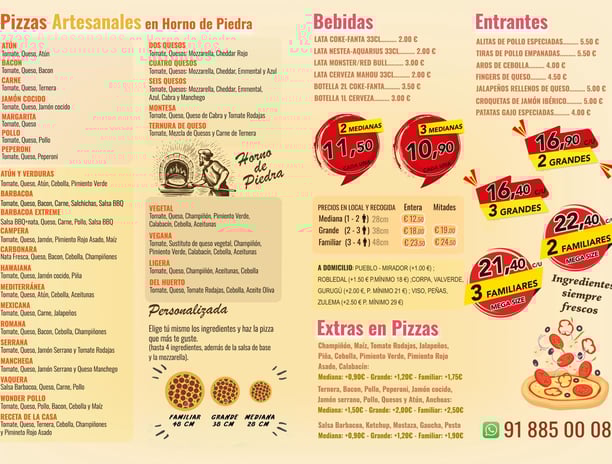 menu pizzeria