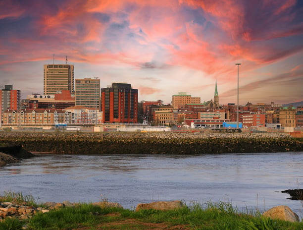 waterfront skyline view of saint john city across the harbour