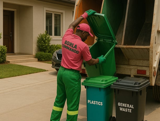 Borla Commando picking up waste